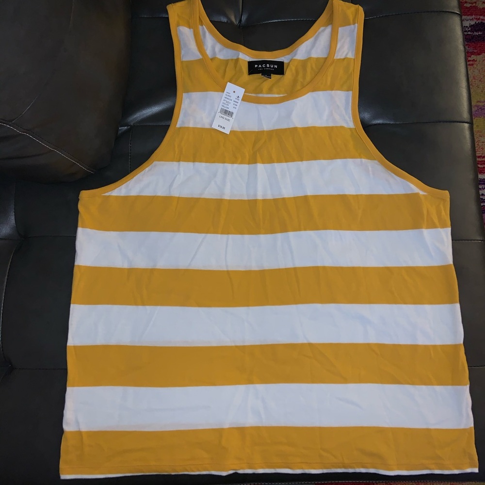 NEW Pacsun Tank Top Yellow White Summer Striped